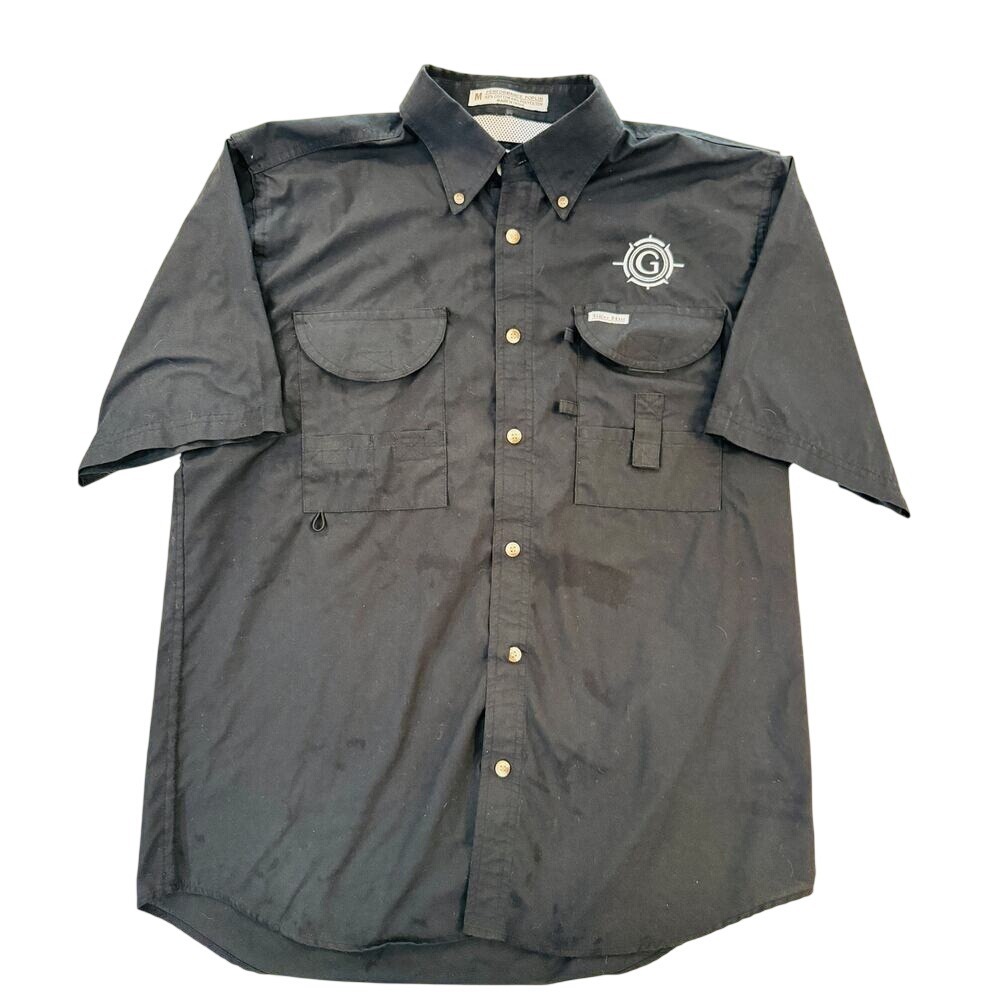 Tiger Hill Fishing Shirt Mens Med Performance Black Short Sleeve Utility Pockets